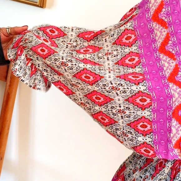 Umgee Double V  Riley Boho Blouse Size:S Color:Purple/Orange NWT - Picture 7 of 12